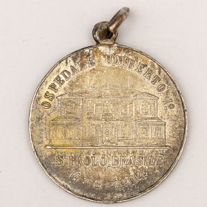 Medalha Brasil `Ospedale Umberto I` S. Paolo Brasil 14/08/1904 Prata. 30mm + Olhal 10,4g