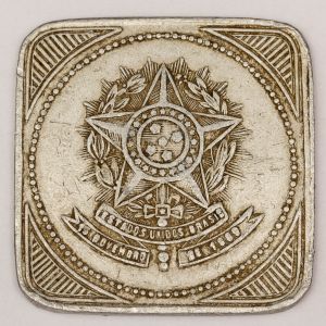 Numismática, Brasil. Ficha metálica da 2ª Coletoria Estadual Juiz de Fora, MG. 40x40mm