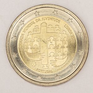 Numismática, Portugal. 2 Euros Comemorativo Jornada Mundial da Juventude 2023. Flor de Cunho