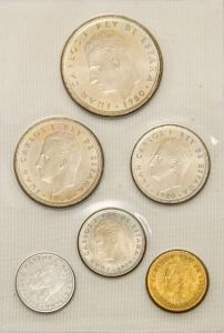 Numismática, Espanha. Copa do Mundo de 1982, série com 6 peças. Com Estrela 80