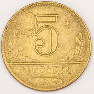 Numismática, Brasil. 5 Cruzeiros 1943.