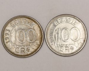 Numismática, Brasil. 100 Cruzeiros Reais 1993-1994 Lobo Guará.
