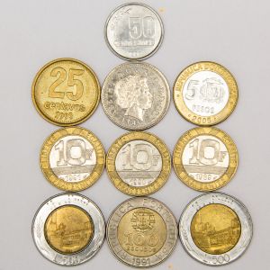 Numismática Internacional. 10 Moedas Flor de Cunho.