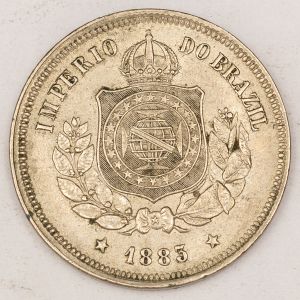 Numismática, Brasil. 100 Réis 1883 Flor de Cunho.
