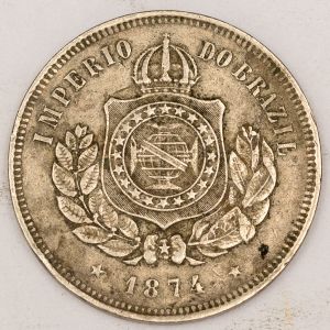 Numismática, Brasil. 200 Réis 1874.