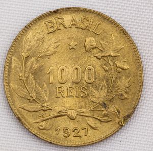 Numismática, Brasil. 1000 Réis 1927 F.C.