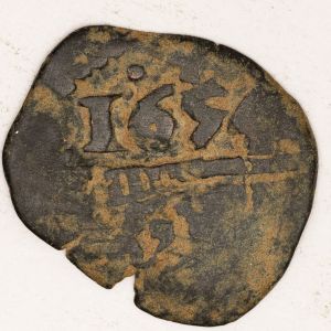 Numismática, Espanha. Peselho Espanhol Felipe IV (1621-1665) Marcadas em 1654 ou 1655. Classificação do antigo proprietário. Aconselhando análise apurada. 