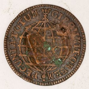 Numismática, Brasil. V Réis D. José com Carimbo Suspeito.