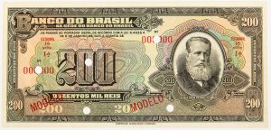 Numismática, Brasil. Cédula de 200 Mil Réis Modelo R-200m 1923 Sob+