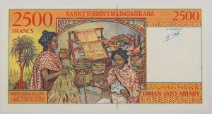 Numismática, Madagascar. Cédula de 2500 Francos 1998 P-81 FE