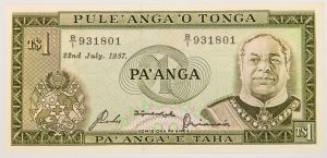 Numismática, Tonga. Cédula de 1 Pa`anga 1987 P-19c.15 FE