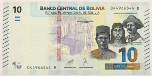 Numismática, Bolívia. Cédula de 10 Bolivianos 2018 P-W248.2.2 FE