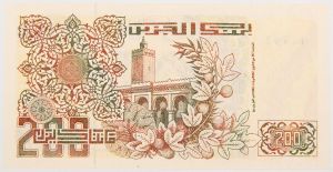 Numismática, Argélia. Cédula de 200 Dinares 1992 P-138a.2 FE