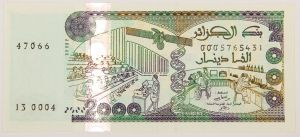 Numismática, Argélia. Cédula de 2000 Dinares 2011 P-144a.1 FE