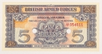 Numismática, Reino Unido. Cédula de 5 Shillings Militar 1948 P-M20d FE