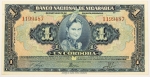 Numismática, Nicarágua. Cédula de 1 Córdoba 1941 P-90a FE