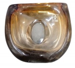 CRISTAL - vaso em estilo Murano, da Cristais São Marcos em tons de translucido /amarelo  degradê, mede 18 x  15 cm