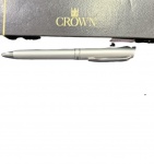 Caneta Crown com o corpo cores cromado, funcionando 