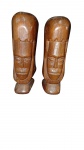 ARTE BRASILEIRA -  Par de Totem esculpido em bloco de madeira representando cabeça de Indio , altura 18 cm