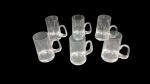 6 canecas para chopp em vidro translucido medindo  7,5 x 14 cm de altura.