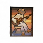 EILA HELENA LEHTOLA AMPULA - Antiga tapeçaria de parede com suporte em madeira - 103 x 80 cm e 05 cm  a franja.