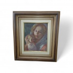 AURÉLIO  D' ALINCOURT - (1919 -1990 ) , " MATERNIDADE"  Óleo sobre eucatex., medindo 40 x 33  cm Assinado.