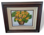 R. Veiga - Flores - oleo s/ eucatex , assinado e datado de 1986 , medindo 27 x 34 cm