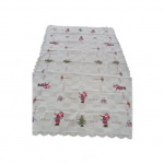 Linda toalha de mesa artesanal  para Natal  em grosso linho bordada em ponto de cruz com bordas em renda , medindo 2,67 x 1,50 cm