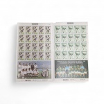 Lote com 2 Blocos Comemorativos  Libertadores da América  Correios do Brasil em homenagem a clubes campeões da Taça Libertadores da América: Santos Futebol Clube  Bicampeão da Libertadores 1962/1963  Sociedade Esportiva Palmeiras  Campeão da Libertadores 1999   Cada bloco contém 20 selos iguais, com arte temática destacando jogadores em ação, escudos oficiais e fotografia histórica das equipes campeãs.