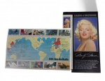 Serie comemorativa americana 1942: Into the Battle, retratando eventos da Segunda Guerra Mundial com mapa ilustrativo central e selos temáticos e  comemorativo Legends of Hollywood  Marilyn Monroe, emitido em 1995 pelos Estados Unidos. Selos novos, sem carimbo (MNH), em bom estado de Conservação conforme imagens. Total 11 selos.