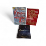 Lote com 3 Livros de Desenvolvimento Pessoal e Espiritualidade 1) O Poder Infinito da Sua Mente,  2) Lauro Trevisan Como Evitar Preocupações e Começar a Viver  Dale Carnegie , 3) Cintilâncias  Eduardo Mayr , bom estado geral de conservação, com marcas naturais de uso.