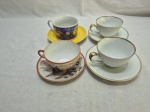 Lote de 4 xícaras de chá diversas em porcelana.