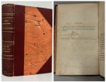 RIBAS, Dr. Antonio Joaquim. - CURSO DE DIREITO CIVIL BRASILEIRO - Parte Geral. Rio de Janeiro: Typographia Universal de Laemmert, 1865. PRIMEIRA EDIÇÃO, exemplar RUBRICADO PELO AUTOR. Tomo I: 288 pp.  // Tomo II: 384 pp. + Índice. Os 2 tomos encadernados em 1; sem as capas da brochura, páginas amareladas do tempo, em bom estado de conservação. 13 x 20,5 cm.