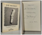 SARAMAGO, José. - O HOMEM DUPLICADO. São Paulo: Companhia das Letras, 2003. DEDICATÓRIA AUTÓGRAFA DO AUTOR: "A Elisabeth cordialmente. José Saramago, 15.10.2003". 3ª reimpressão. 316 pp. Brochura em bom estado de conservação. 14 x 21 cm.