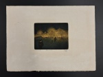 GRUBER, Mario. - IDÍLIO NA NOITE. 20/100 Miseta. GRAVURA ASSINADA E NUMERADA PELO ARTISTA. Água tinta e água-forte em cores sobre papel. Bom estado de conservação. Papel: 38 x 28 cm; Desenho: 15 x 12 cm.