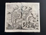 EROBERUNG DER BEILUND POVAÇON ZÚ PORTO CALVO IN BRASILIA, DURCH MAURITZ VON NASSAÚ - GENERAL IN BRASILIEN, IM FEBRUARIO UND MARTIO - ANNO 1637. O mapa original, retrata à captura da fortificação de Porto Calvo, em Alagoas. O Texto menciona a participação do Conde Maurício de Nassau durante as invasões holandesas no Brasil. Ótimo estado de conservação.