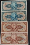 4 Cedulas todas de valor 20 Cruzeiros !! 2 cor azul e 2 cor sepia todas com massinaturas diferentes .. completa sua coleção !!