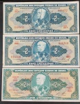 3 Cedulas do Brasil !! valor de 2 Cruzeiros !! tipos diferentes , autoigrafada da decada de 1950 + cor verde e cor azul !! todas as 3 soberbas !!