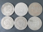 6 Moedas do Brasil !! valor de 400 reis !! todas datas diferentes !! 1918 - 1919 - 1920 - 1922 - 1925 e 1930 !! material cuproniquel !! complete sua coleção ou começe uma nova por valor de oportunidade !!