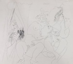 Arte Erótica !! Autor Pablo Picasso !! Reprografia original !! Peça em fundo BRANCO   com imagem EROTICA  CABEÇAS CONFUSAS em bico de pena nanquim PRETO  !! , data AGOSTO DE 1968  !! - tamanho 27 cmx24,5cm !! perfeito para enquadrar !! !! acervo de colecionador !! alto valor de mercado !!