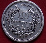 Moeda/ Uruguay  - valor de 10 centesimos ano de 1877  !Material Prata !! Raridade !! Quase mais  de 150 anos  !! !  !!  !!