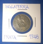 Moedas / Prata !!! Reino Unido !!! Inglaterra One Shilling !! Lindo desenho !! Ano de 1948   !!!