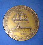 Medalha - Comemorativa do Sesquicentenário 1808 / 1958 !! Escola Naval !! Material Bronze !! Diametro de 54mm !!