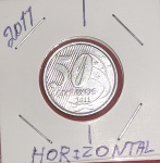 Moeda - Brasil - Reverso horizontal !! valor de 50 centavos ano de 2011 !! Valor estimativa de mercado = 80,00 Reais , !!