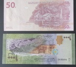 2 cedulas Estrangeiras !!  Siria e CONGO  !! material flor de estampa !! lindas peças !! acervo de  colecionador !! lindas cores vibrantes !! figuras com paisagens !!