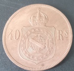Moeda - Brasil !! valor de 40 Reis tempo do Imperio !! data de 1875 !! muito bem conservada !! praticamente soberba !! material bronze !! dificil de aparecer !! alto valor de mercado !!