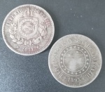 2 moedas Brasil !! valor de 100 Reis Tempo do Imperio e da Republica !! cata de 1871 e 1893 !! material cupro niquel !! valor inicial muito abaixo de catalogo !!