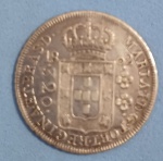 Moeda - brasil - valor de 320 reis !! ano de 1802 R ,material prata !!  , bordo serrilhado !! periodo Colonial !! valor de catalogo= 650 Reais !!