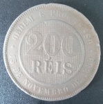 Moeda do Brasil - valor de 200 Reis data de 1896 !! tempo da republica !! ja esta escassa !! valor abaixo de mercado !!
