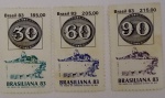 Filatelia - 3 selos 30/60/90 comemorativos do ano de 1983 !! Brasiliana !!!  Olho de Boi !!! 